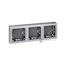 Рамка-корпус накладного монтажа
Simon 73 Loft,  3 поста,   цвет - алюминий,  горизонтальная,  пластмасса,  73630-63,  Simon
 - PULSAL.RU