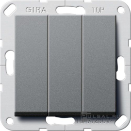 Выключатель
Studio,  E2,  E3,  Event,  Esprit,  ClassiX,  ClassiX Art,  трехклавишный,  без подсветки,   цвет - антрацит,  пластмасса,  283028,  2830 28,  Gira
 - PULSAL.RU