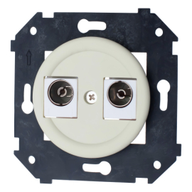 Розетка оконечная
Шедель Бриз,  телевизионная (TV),  двойная,   цвет - слоновая кость матовый,  пластмасса,  B3-306-211M,  Bironi
 - PULSAL.RU