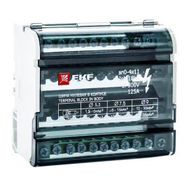 Кросс-модуль на DIN-рейку (шина нулевая в корпусе) 4х11 PROxima, sn0-4x11, EKF - PULSAL.RU