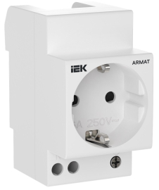 Розетка на DIN-рейку с заземлением с защитными шторками ARMAT,  PRO,  UNIVERSAL,  GENERICA,  PRIME,  TITAN 3,  Krepta,  Titan 5, AR-SOD-G-GND-S-016, IEK - PULSAL.RU