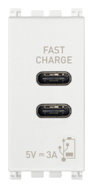 Зарядка USB type-C+C, 3А с быстрой зарядкой
Arke,  USB type-C 5V,  двойная,   цвет - белый,  пластмасса,  19292.CC.B VIM,  19292.CC.B,  Vimar
 - PULSAL.RU