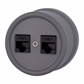 Розетка компьютерная RJ45 Cat.5 (UTP)
Лизетта,  двойная,   цвет - титан,  пластмасса,  B1-302-26,  Bironi
 - PULSAL.RU